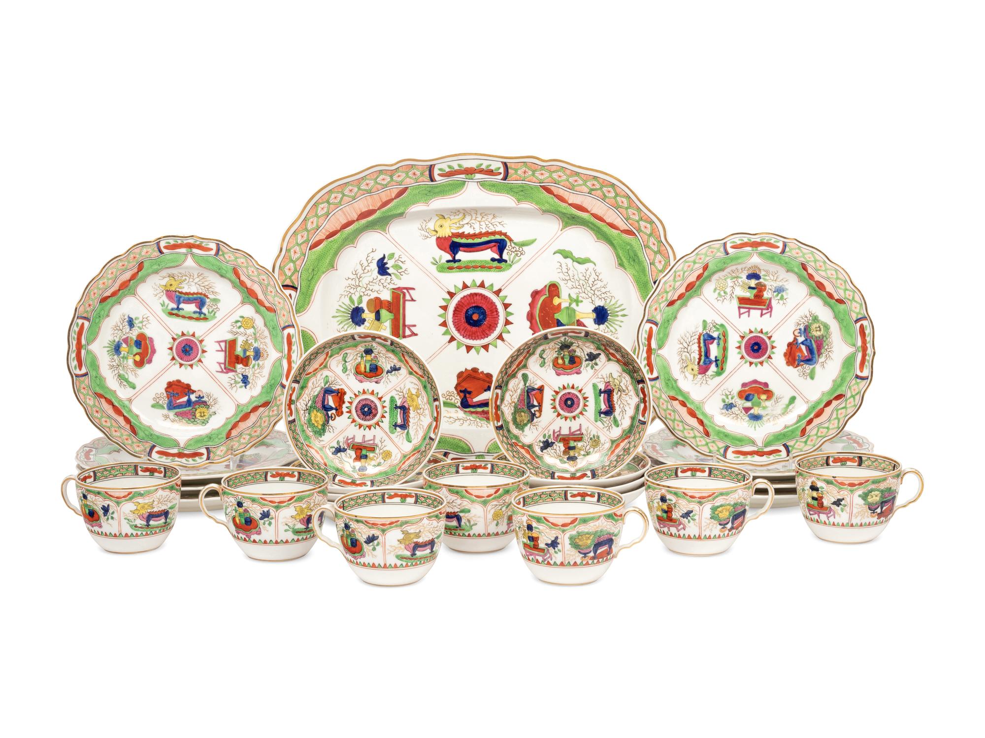 A Chamberlain's Worcester Bengal Tiger Porcelain Service