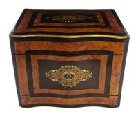 A Continental Parquetry and Marquetry Inlaid Mahogany Cave a Liqueur, Width 13 inches.