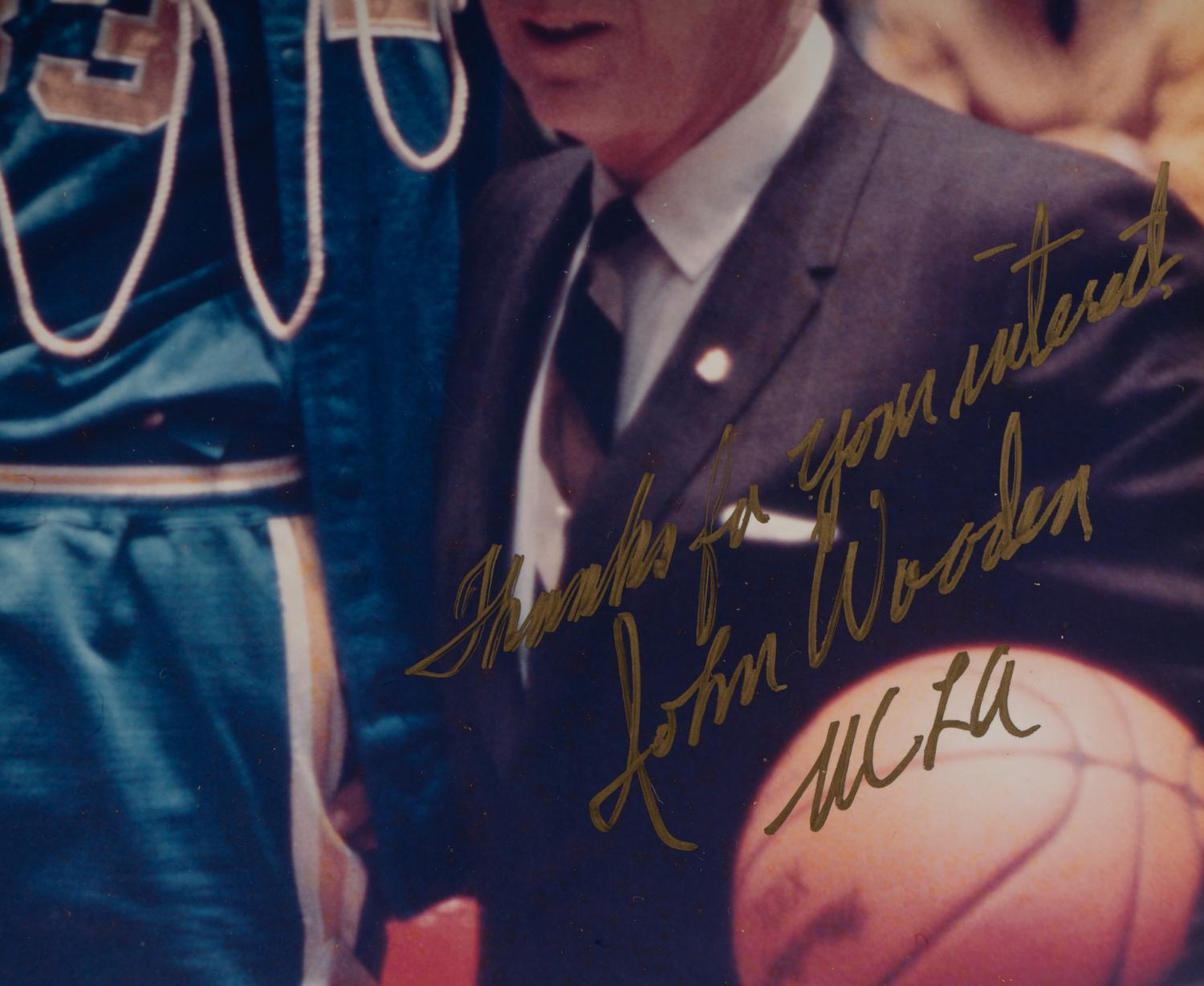 A Kareem Abdul-Jabbar and John Wooden UCLA Basketball Dual Signed Photograph (BAS Beckett Authentication Services Certified),