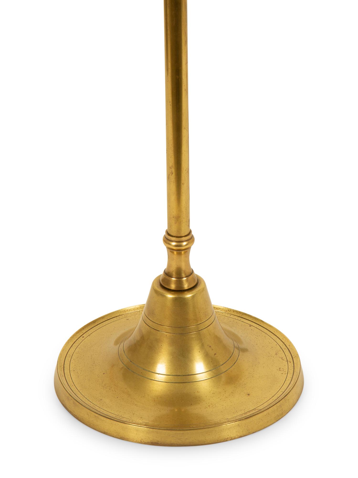 A Brass Floor Lamp with Mahogany Shelf