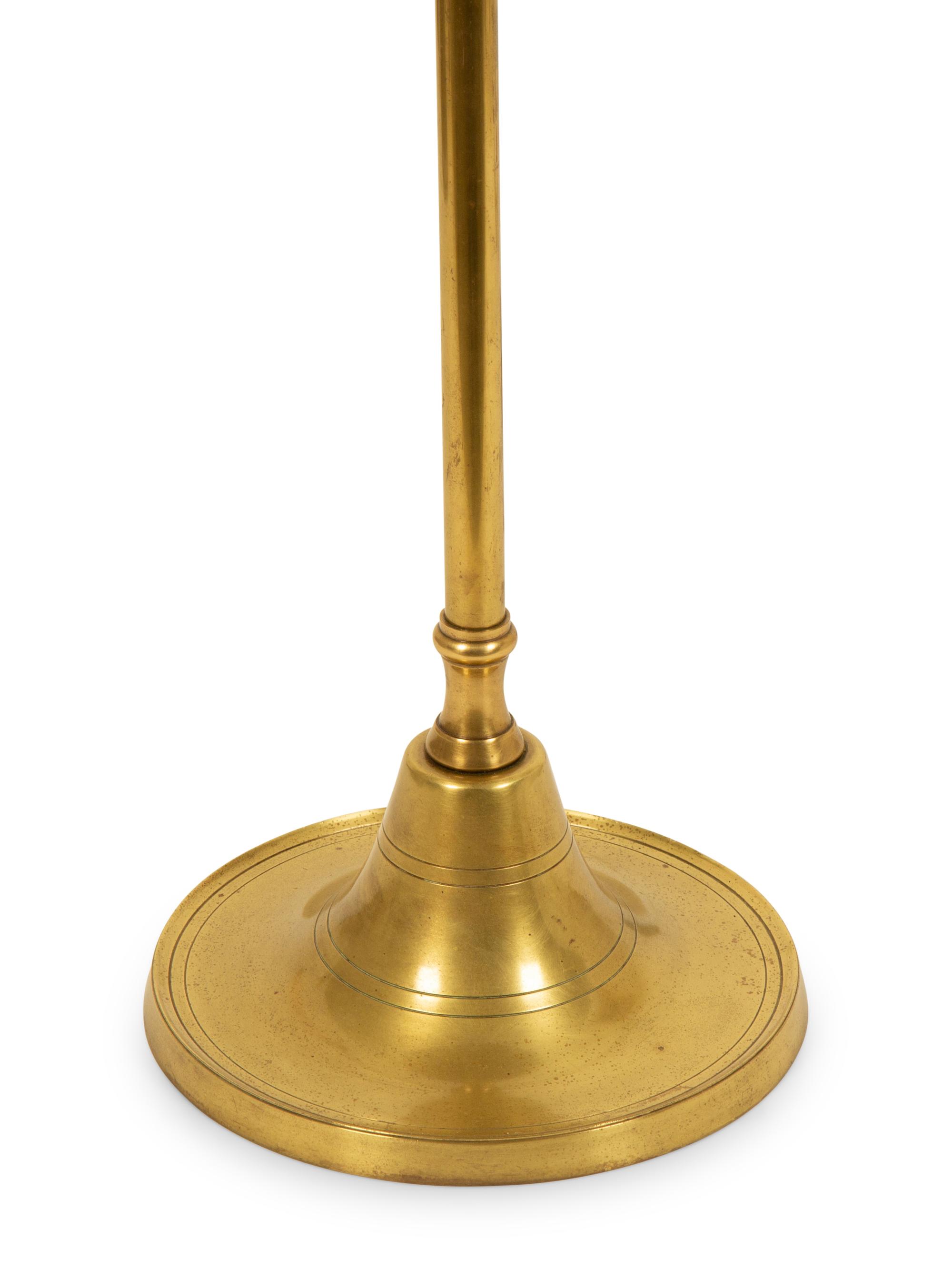 A Brass Floor Lamp with Mahogany Shelf