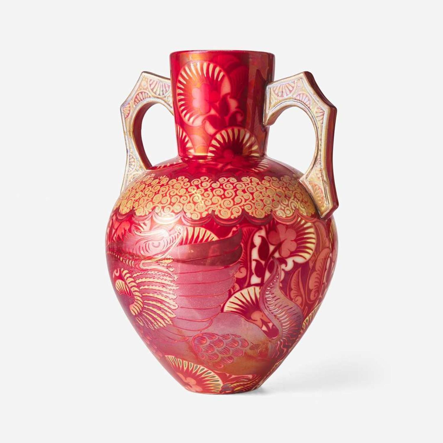 A two-handled lustre glazed earthenware vase William De Morgan (English, 1839-1917), England, early 20th century