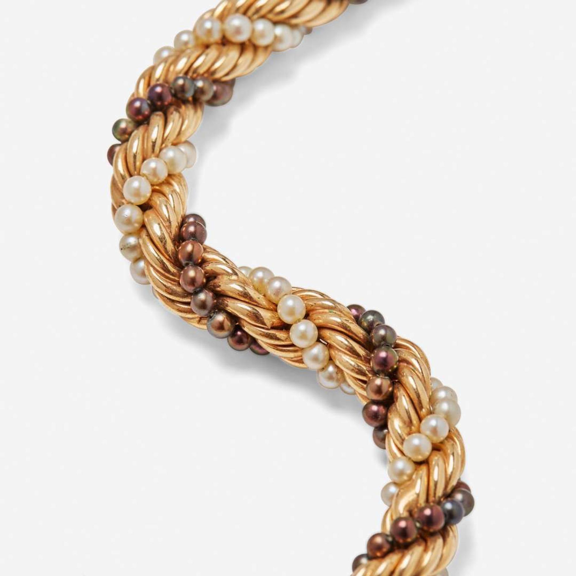 A 14K Yellow Gold and Seed Pearl Necklace