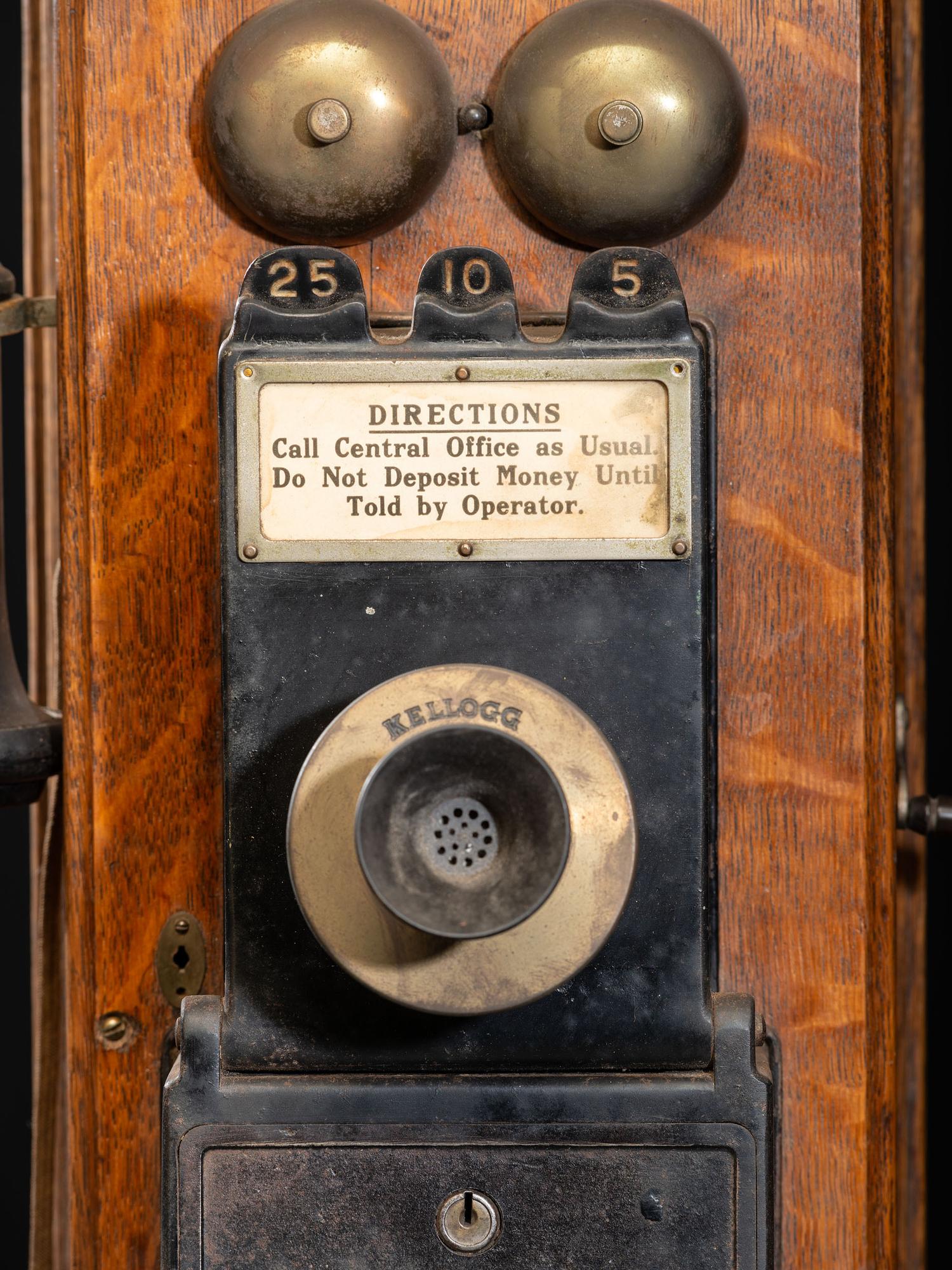 A Kellogg Oak Wall Telephone