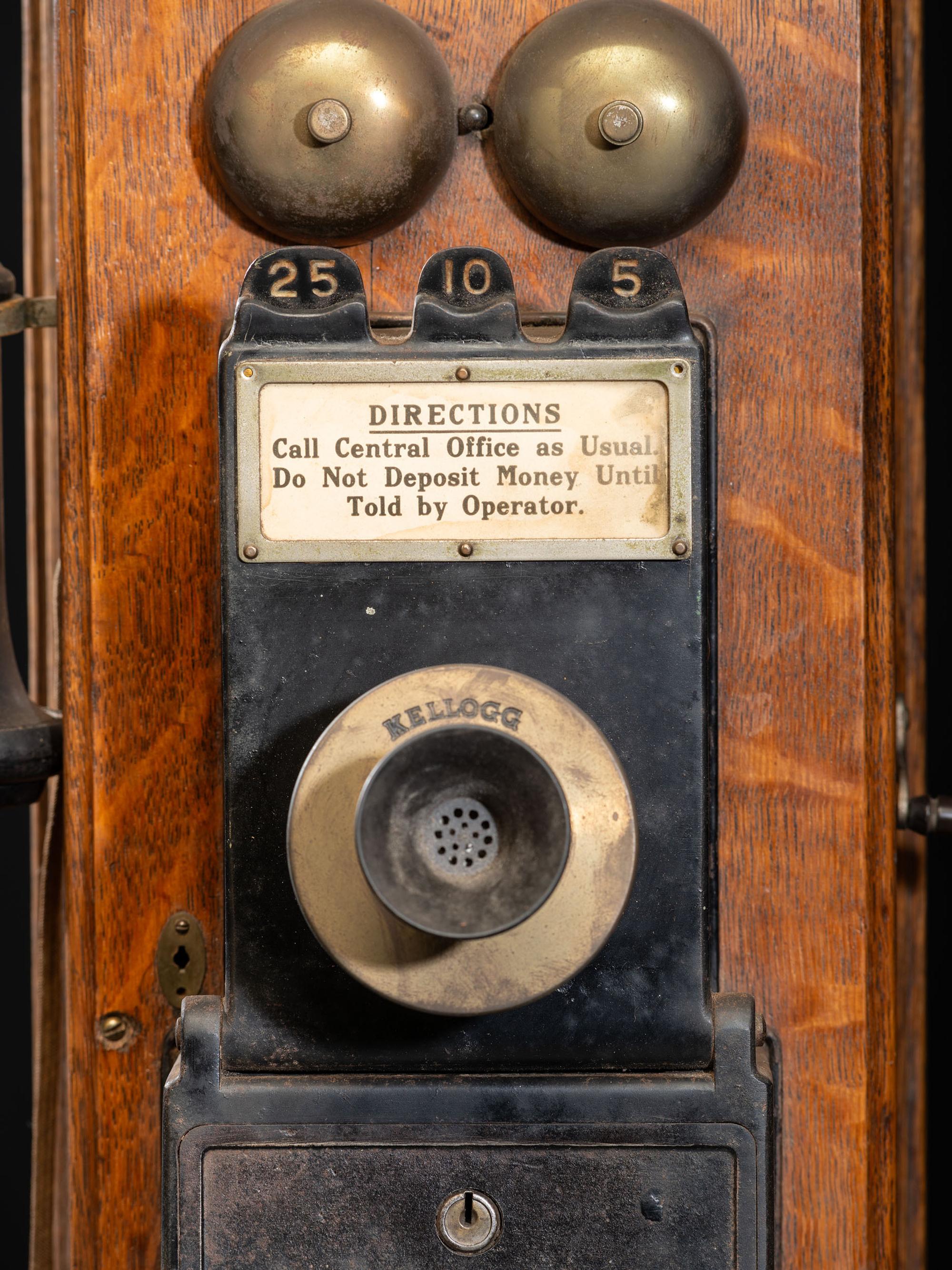 A Kellogg Oak Wall Telephone