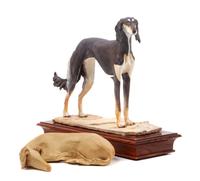 Two Saluki Figures Width of wider 10 1/2 inches.