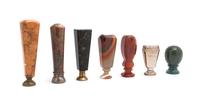 A Collection of Faceted Hardstone and Glass Seals, Height of tallest 4 3/8 inches.