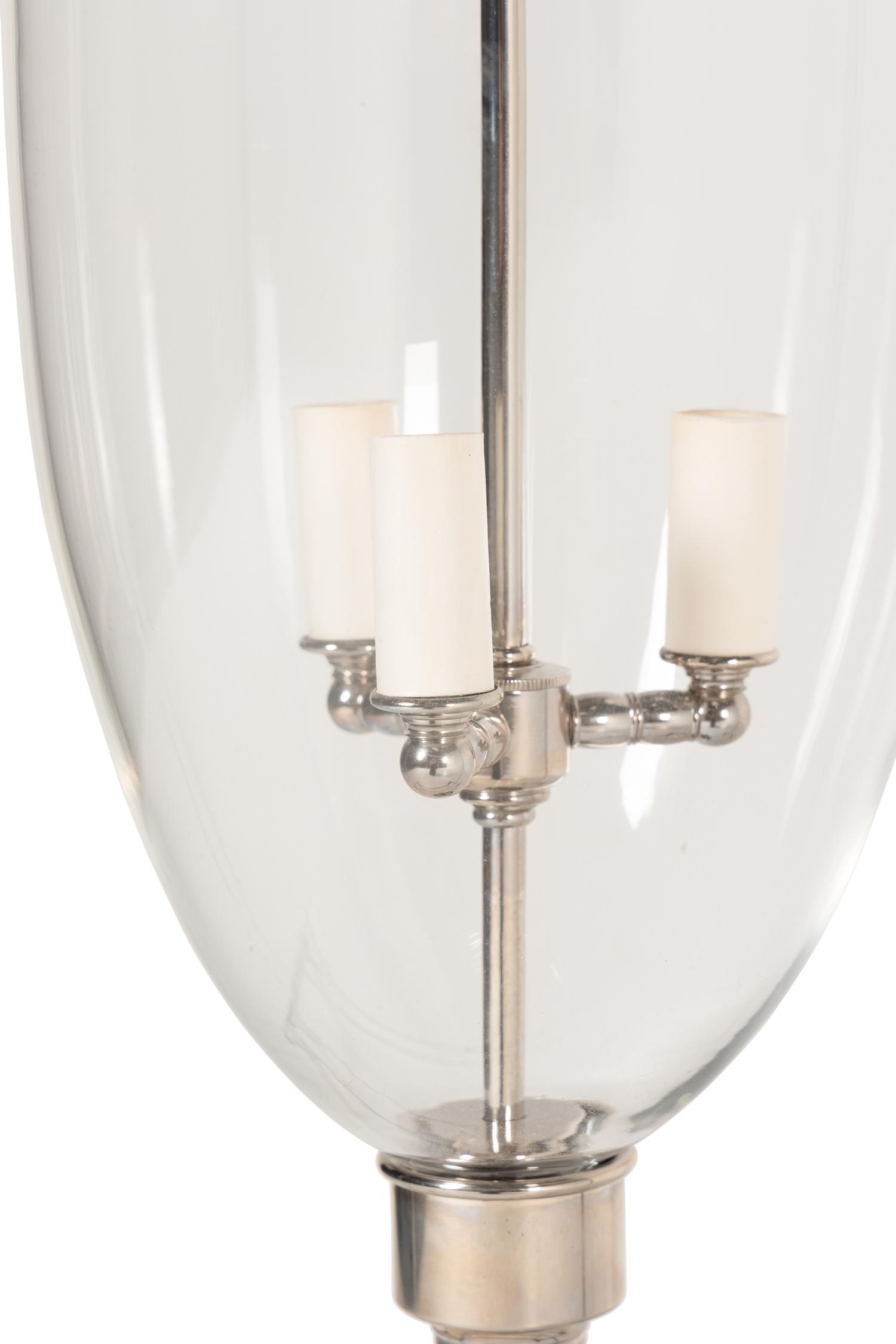 A Silvered Metal and Glass Hall Lantern