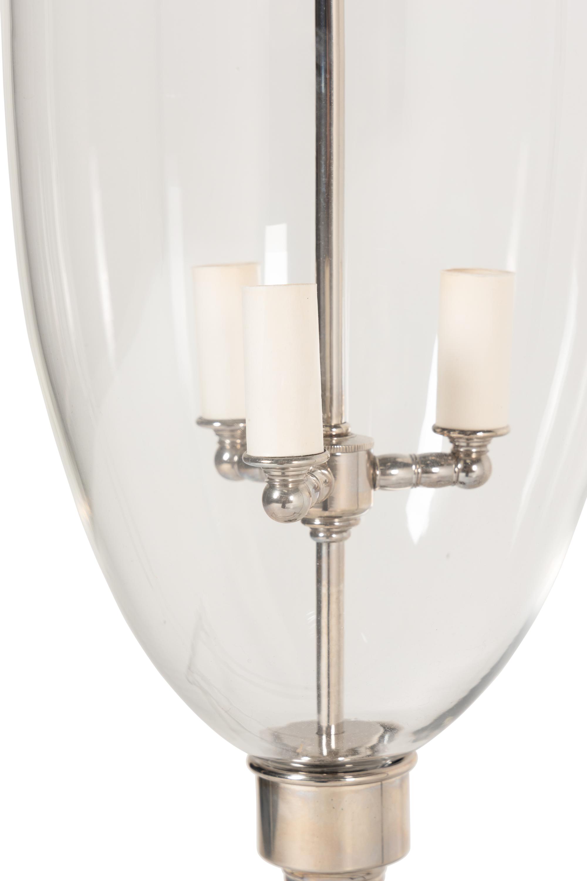 A Silvered Metal and Glass Hall Lantern