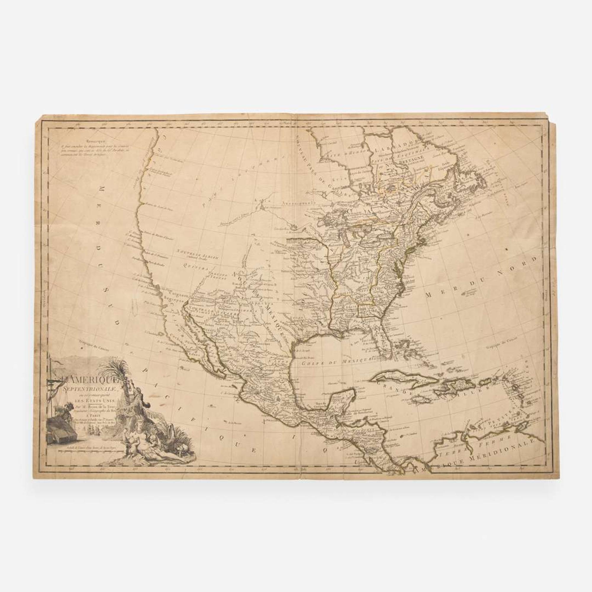 [Maps & Atlases] Tour, (Louis) Brion de la L'Amerique Septentrionale, ou se remarquent les Etats Unis.