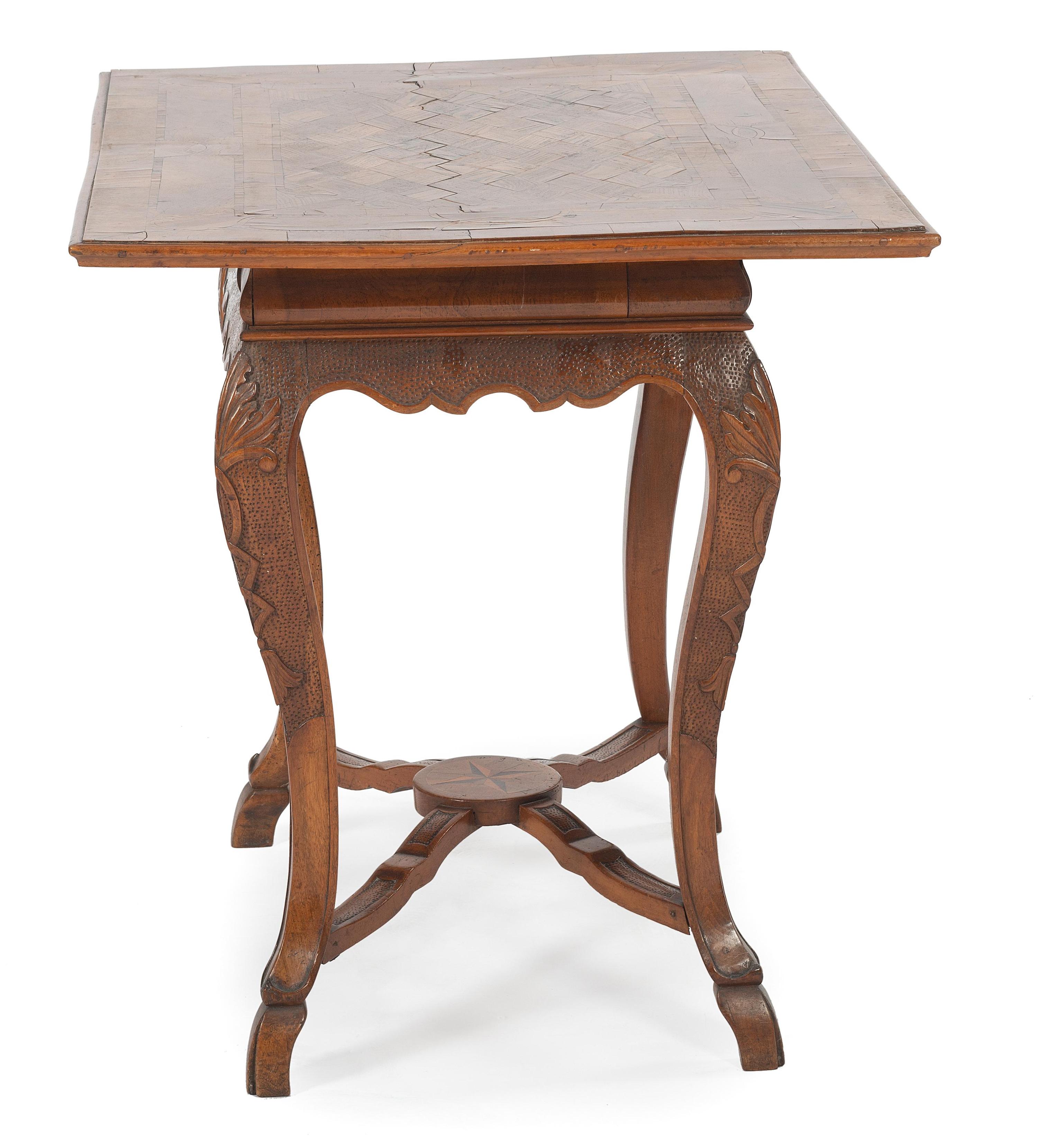 A Continental Carved Parquetry Center Table