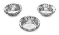 A Set of Twelve American Silver Nut Dishes, Gorham Mfg. Co., Providence, RI, having a pierced S-scroll and foliate border, centered wit