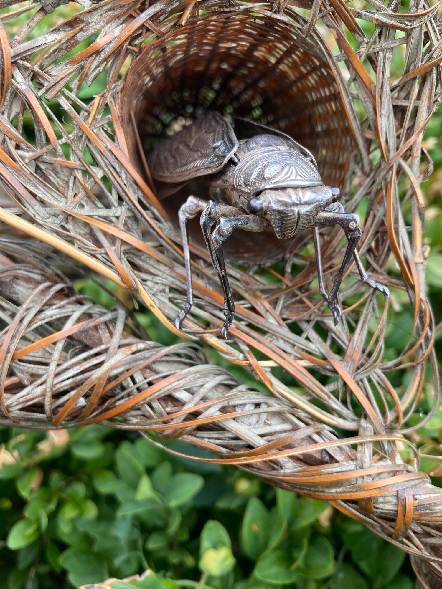 Two Silver Articulated Models of Insects