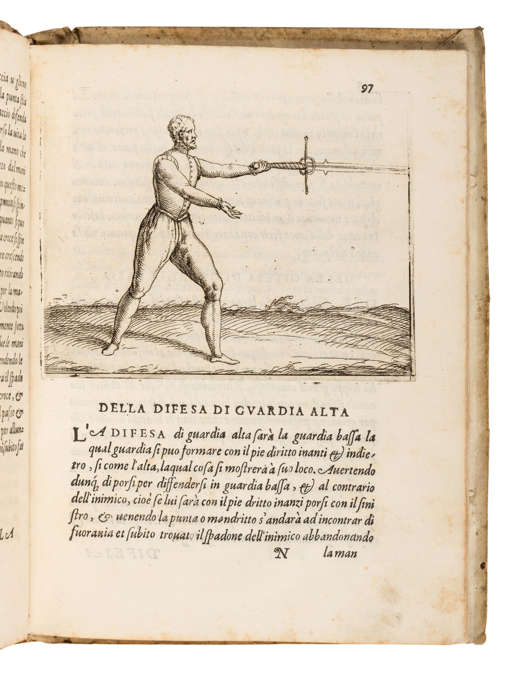 GRASSI, Giacomo di. Ragione di Adoprar sicuramente l'arme si da offesa, come da difesa, con un Trattato dell'inganno et con un modo di essercitarsi da se stesso, per acquistare forza, giudicio et prestezza . Venice: Giordano Ziletti, 1570.