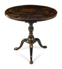 A Victorian Black and Gilt Japanned Tea Table