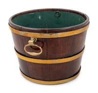 A George III Brass Mounted Oak Bucket with Liner