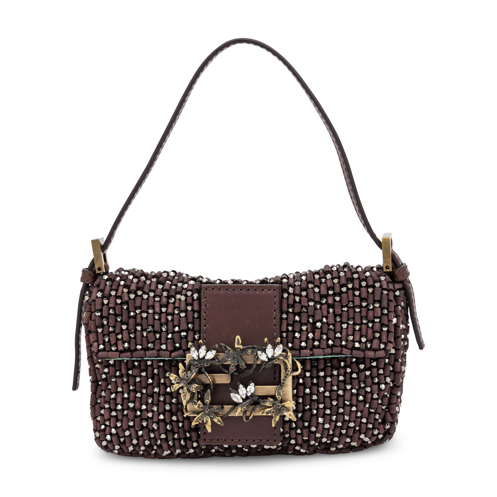 Fendi, Mini Baguette in Bead-Embellished Satin