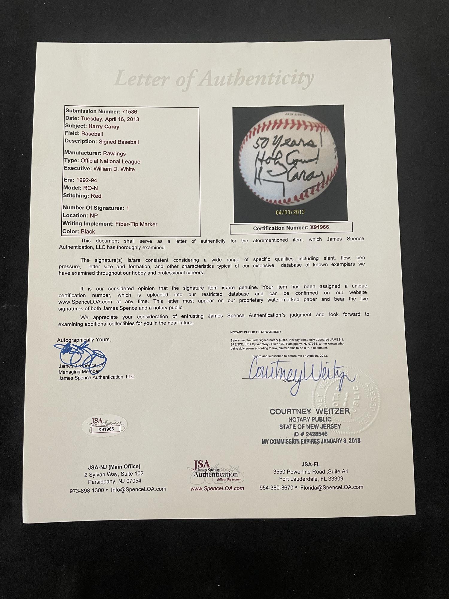 A Collection of Chicago Cubs Announcer Signed Autograph Baseballs - Harry Caray and Jack Brickhouse (JSA)