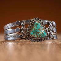 Navajo Silver and Turquoise Cuff Bracelet
