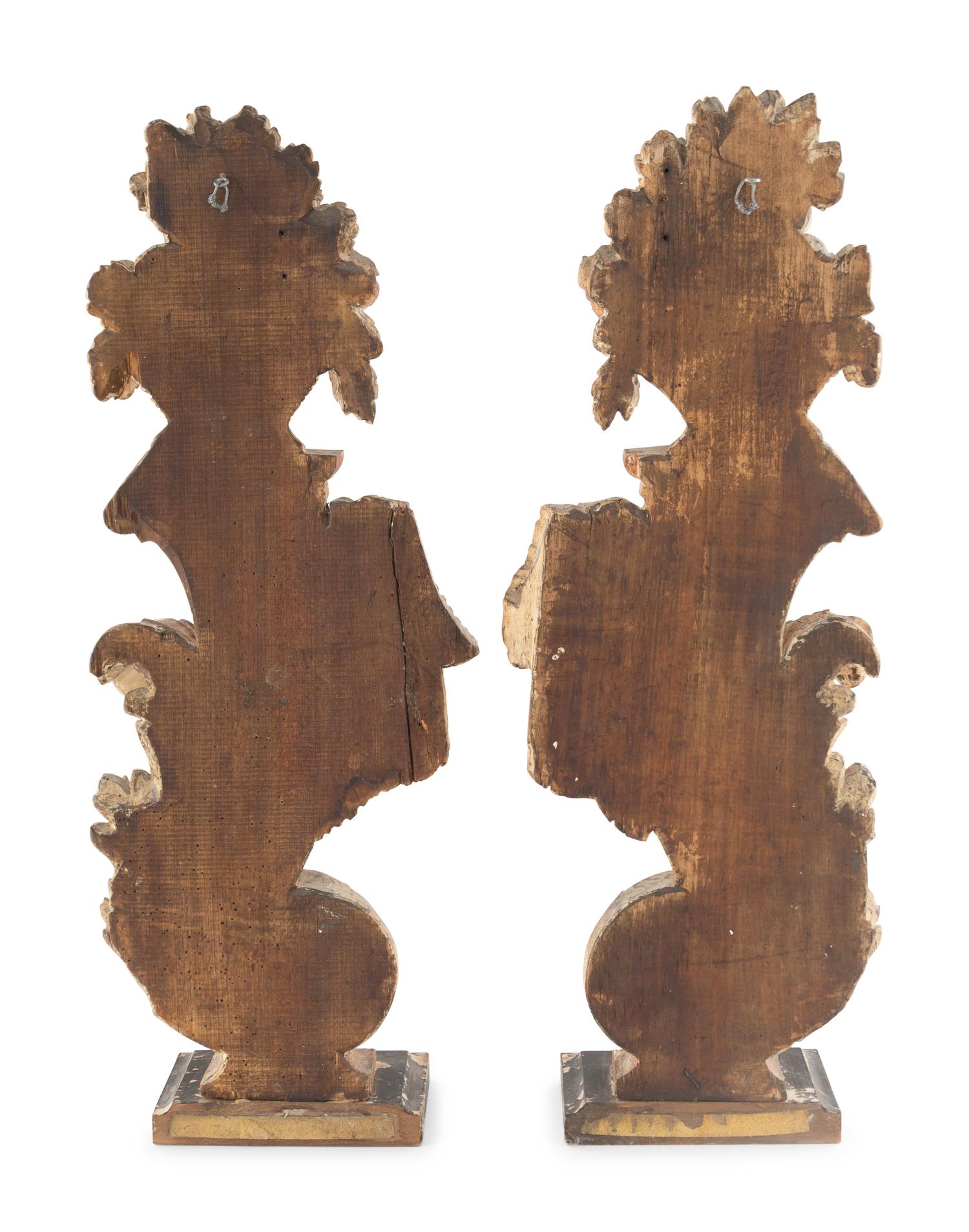 A Pair of Continental Carved and Painted Ornamental Finials