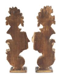 A Pair of Continental Carved and Painted Ornamental Finials