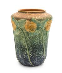 A Roseville Sunflower Pottery Vase Height 10 1/2 inches.