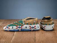 Sioux Fully Beaded Buffalo Hide Moccasins
