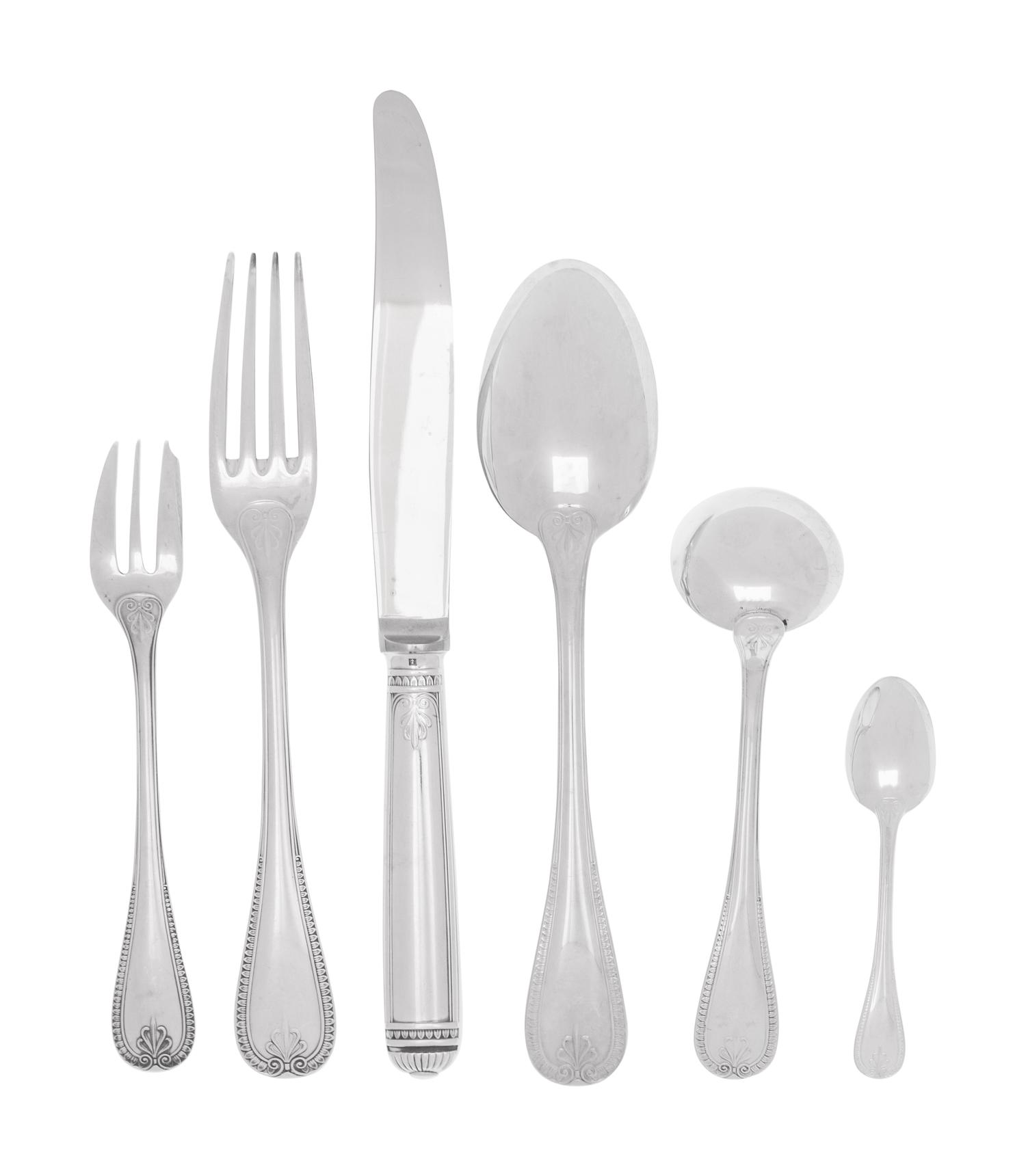 A Christofle Malmaison Silver-Plate Flatware Service