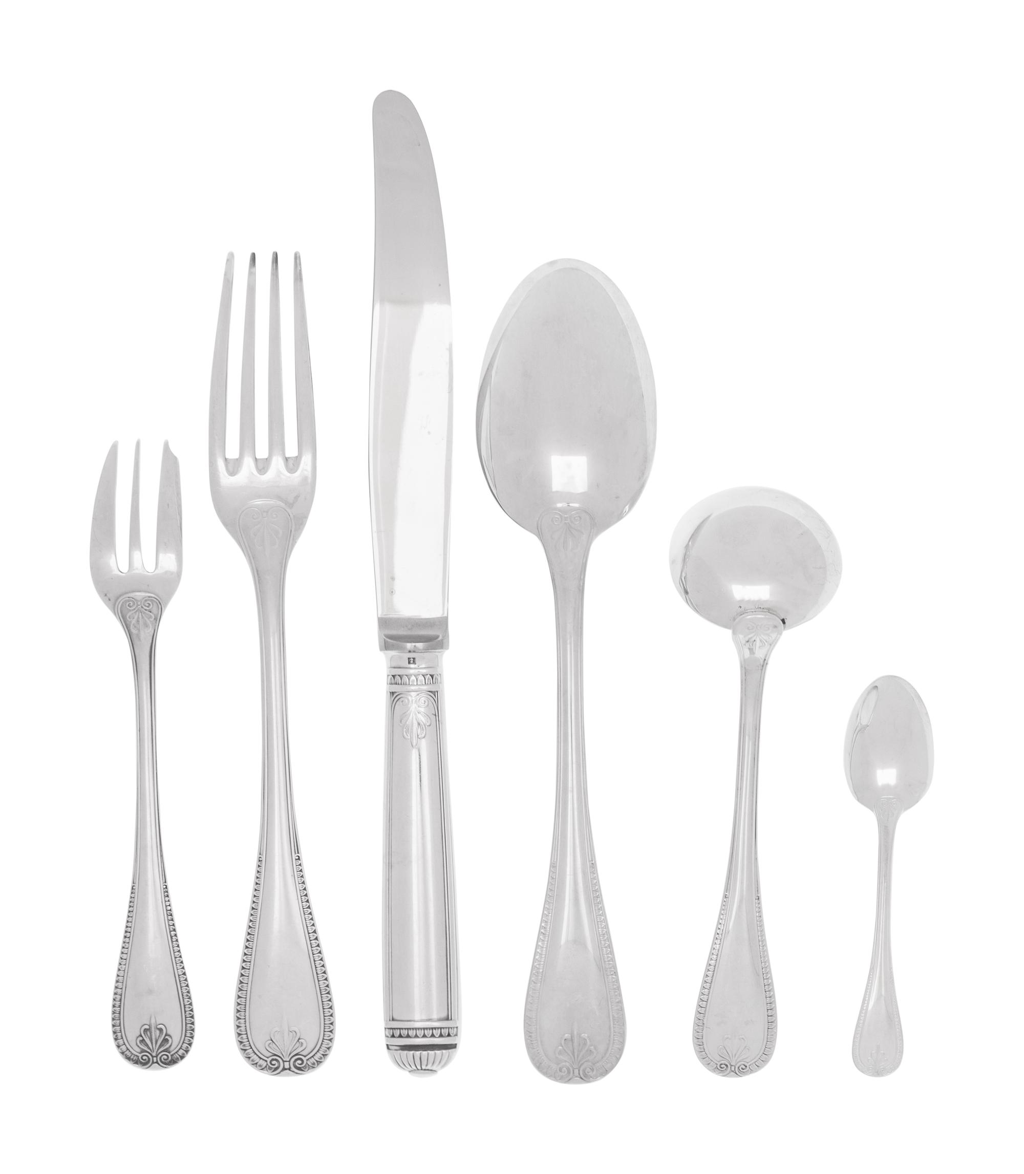 A Christofle Malmaison Silver-Plate Flatware Service