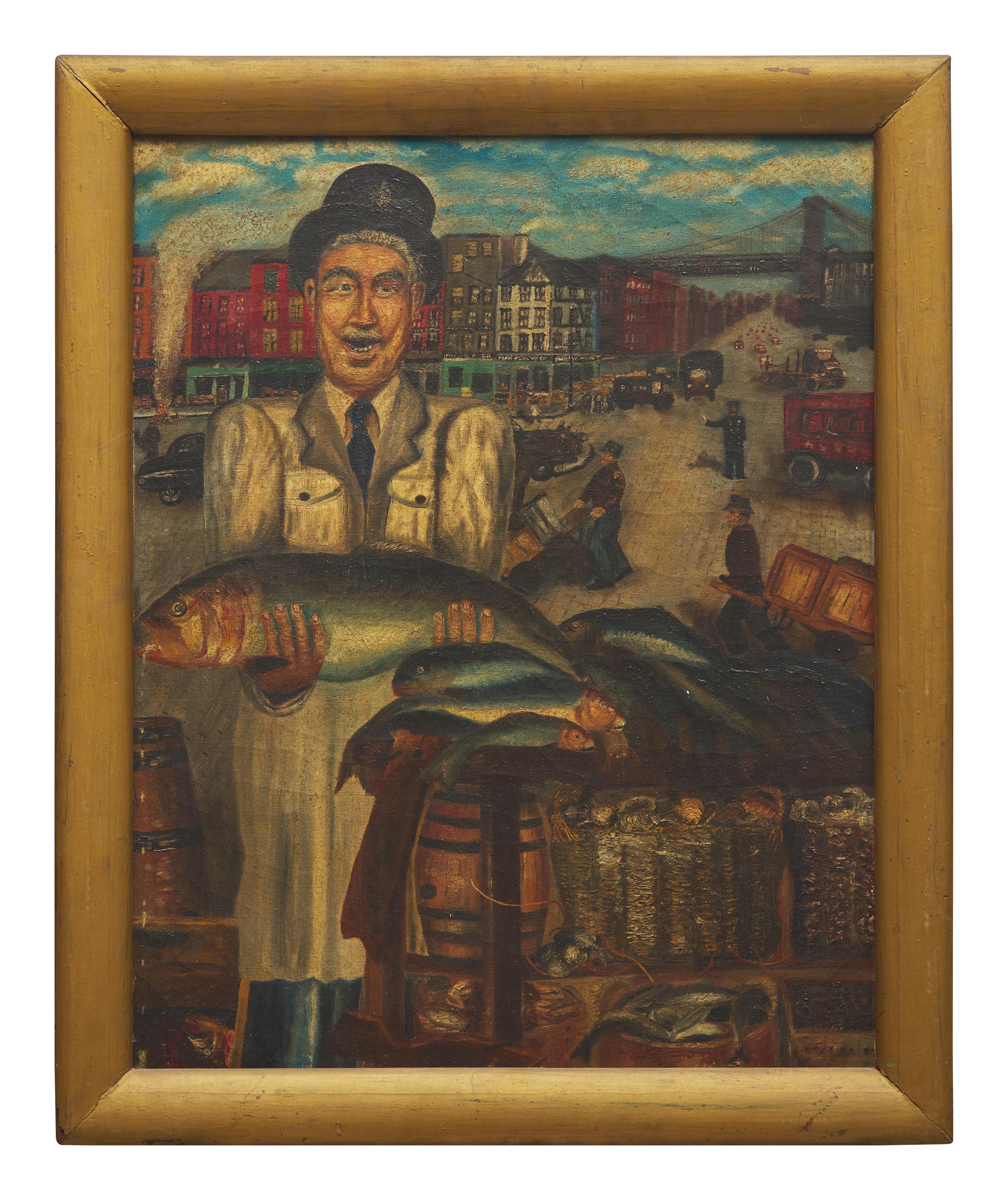 E.H. Gagnon (20th Century), Posing with His Large Fish: A Portrait of a Fish Seller, Fulton Fish Market, Bronx, New York