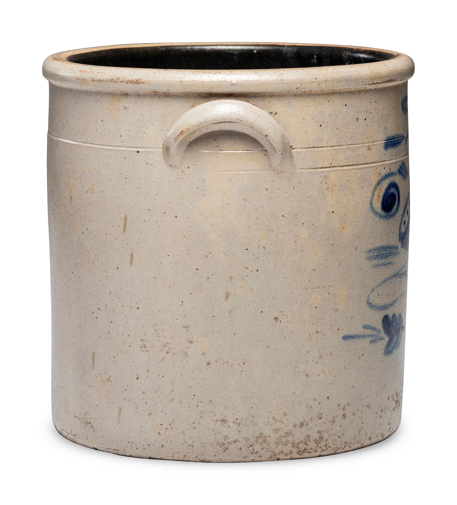 A William Rowley Four-Gallon Cobalt Decorated Crock