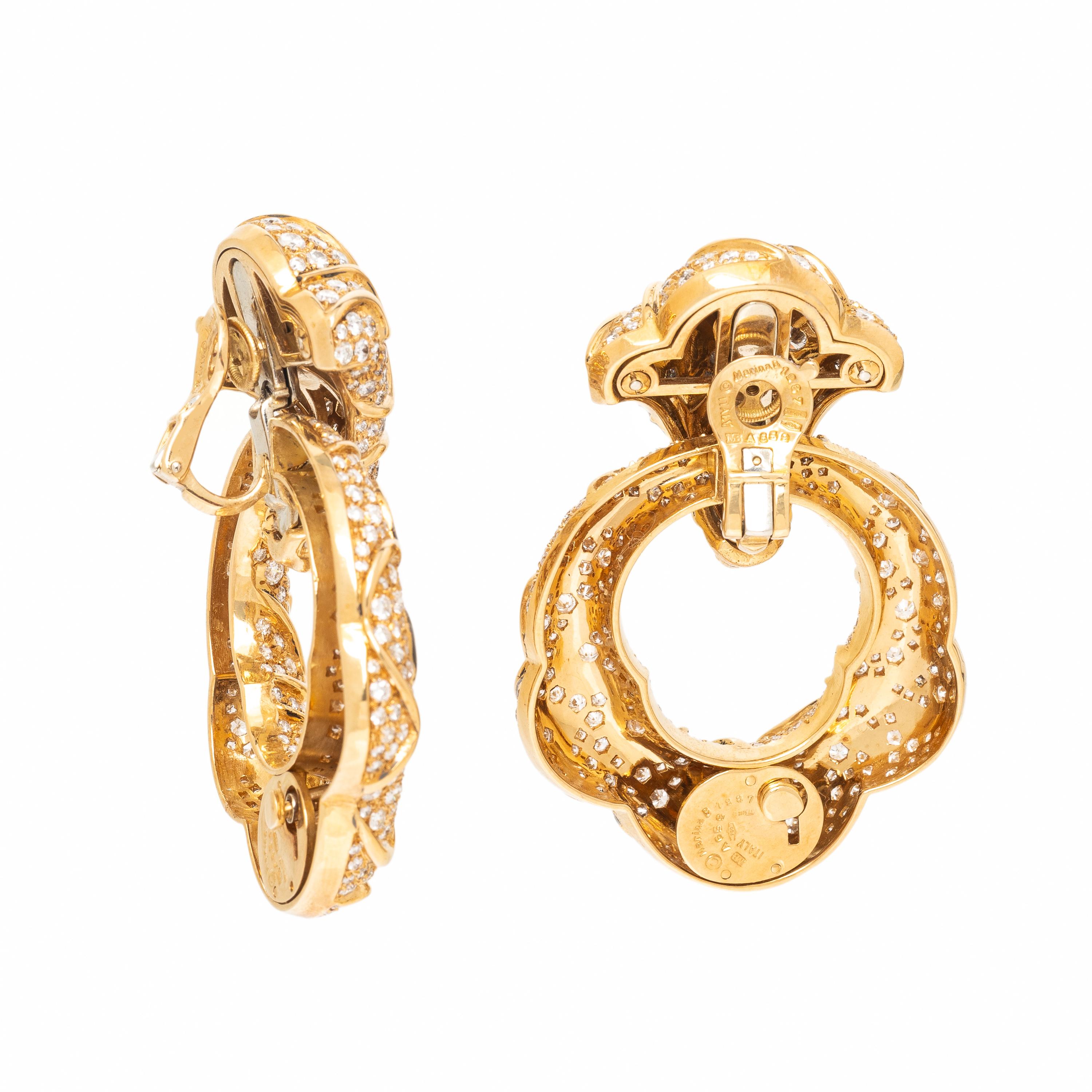 Marina B, Diamond and Yellow Gold 'Onda' Convertible Door Knocker Earrings