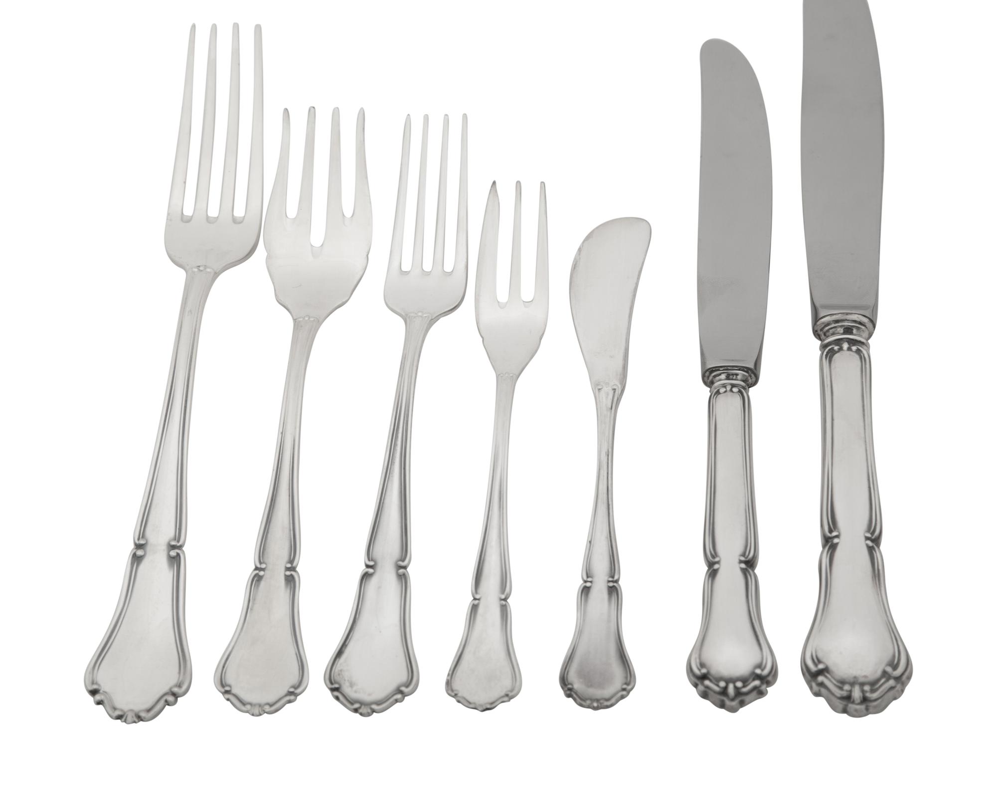A Peruvian Silver Flatware Service