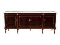 A Louis XVI Style Mahogany Marble-Top Console Cabinet