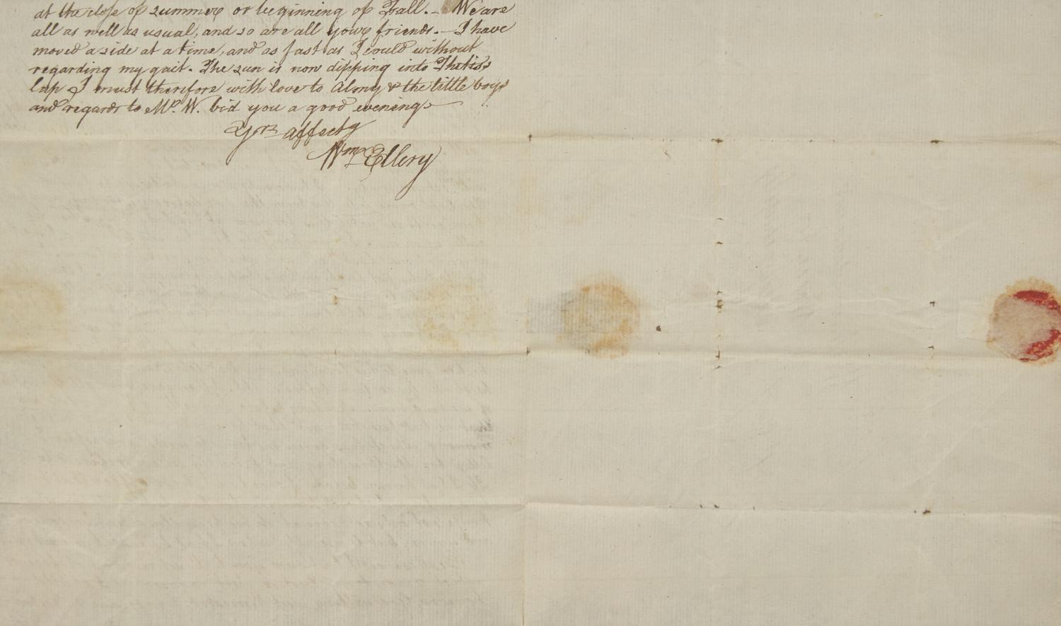 [Americana] [Declaration of Independence] Ellery, William. Autograph Letter, signed