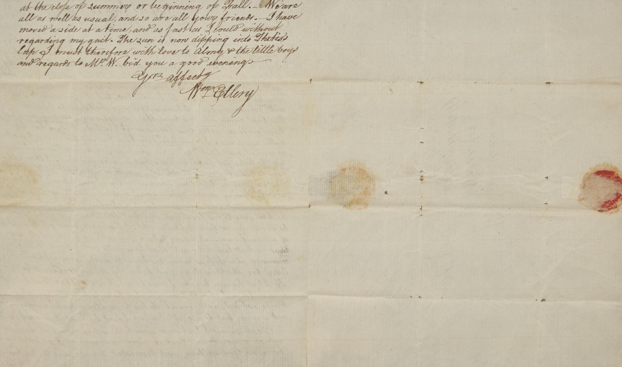 [Americana] [Declaration of Independence] Ellery, William. Autograph Letter, signed