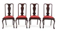 An Assembled Set of Eight Queen Anne Style Mahogany Dining Chairs Height of tallest 42 inches. — 20TH CENTURY