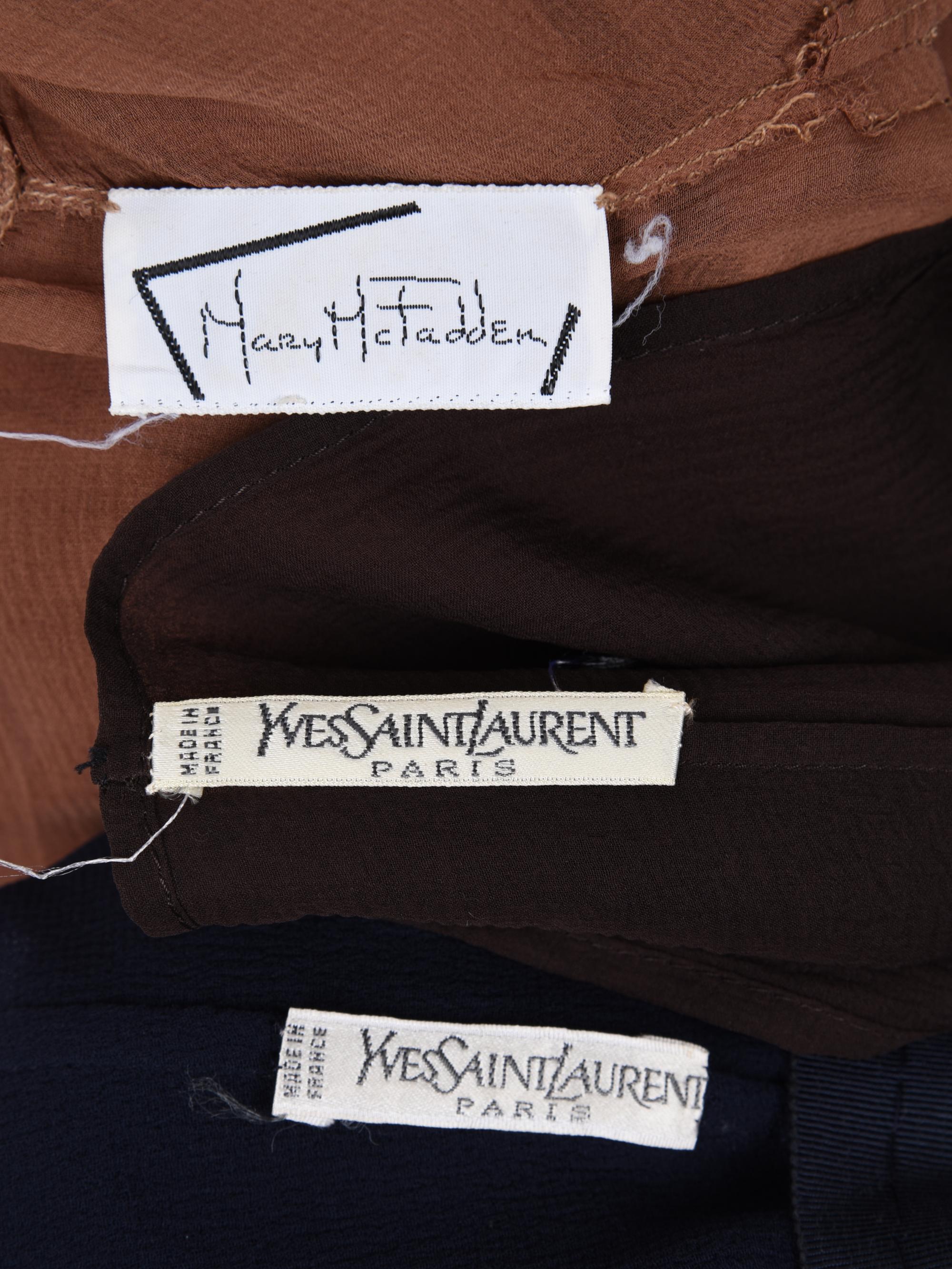 Five Silk Chiffon Blouses: Including Two Yves Saint Laurent Haute Couture, 1970-80s