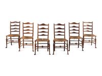 A Set of Six English Provincial Rush-Seat Dining Chairs