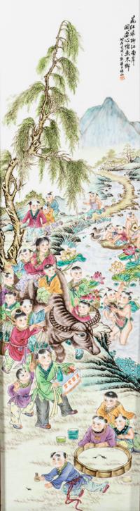 A Pair of Chinese Famille Rose Porcelain Plaques