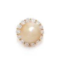 HUBERT, GOLDEN CULTURED PEARL AND DIAMOND RING