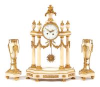 A French Gilt Bronze and Marble Clock Garniture — 19TH CENTURY