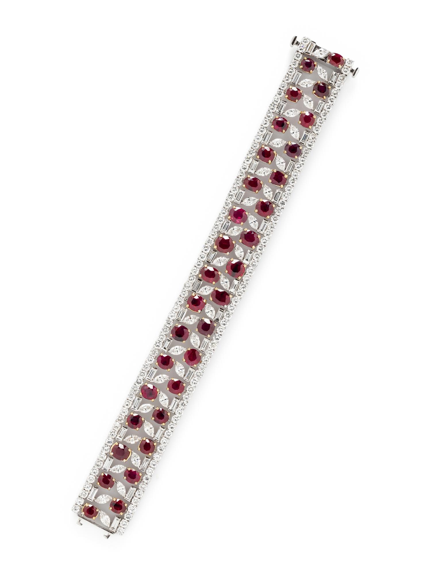 BURMESE RUBY AND DIAMOND BRACELET