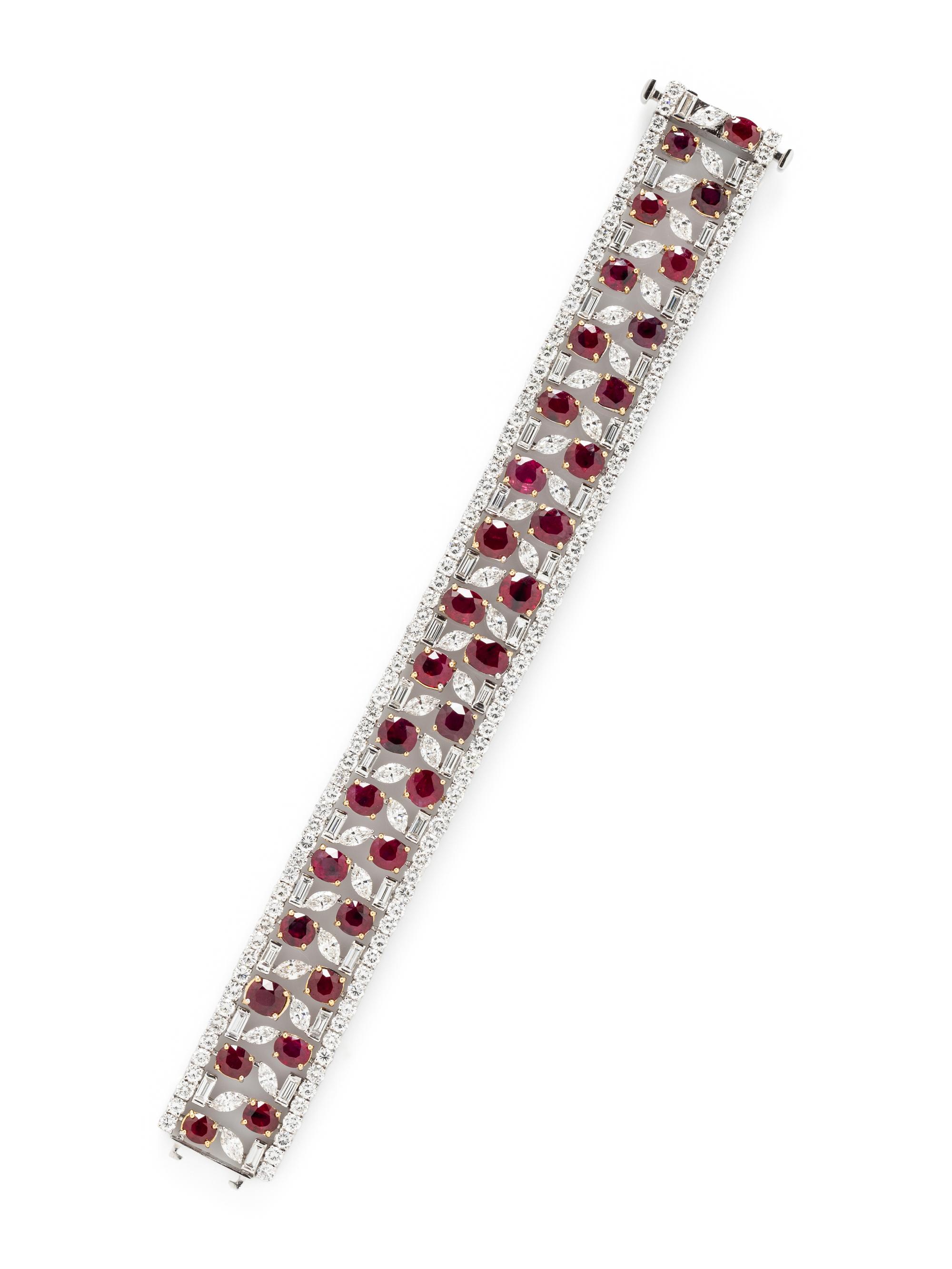 BURMESE RUBY AND DIAMOND BRACELET