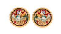 A Pair of Hermes Goldtone Earclips, 1" diameter.