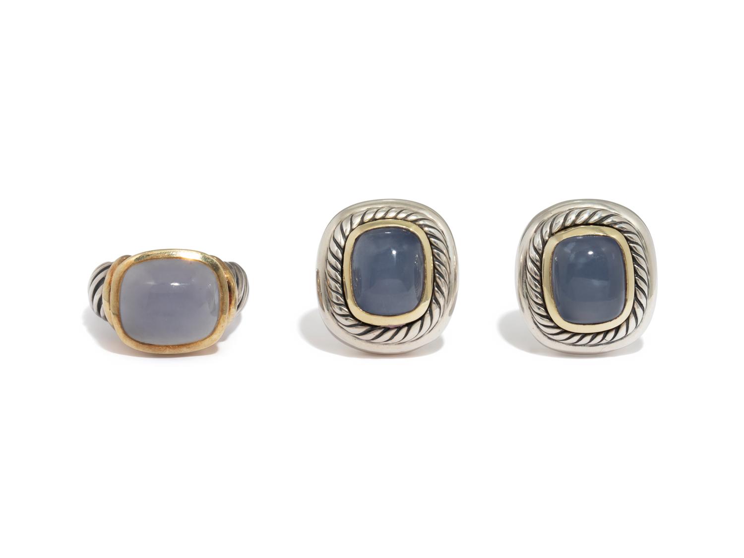 DAVID YURMAN, COLLECTION OF YELLOW GOLD, STERLING SILVER, AND CHALCEDONY JEWELRY