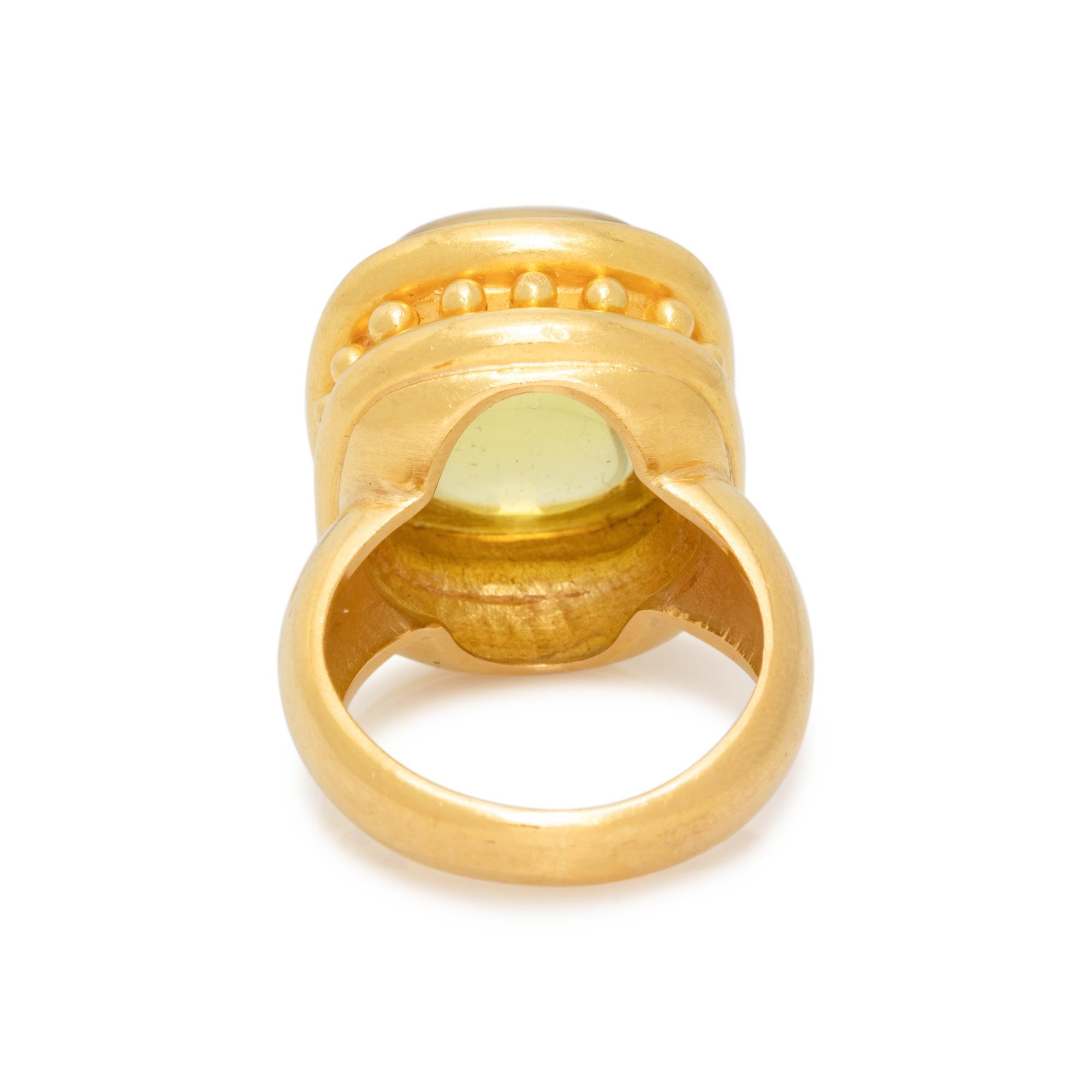 ELIZABETH LOCKE, YELLOW GOLD AND CITRINE RING