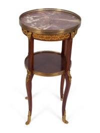 A Louis XV/XVI Transitional Gilt Metal Mounted Marble Top Two-Tier Gueridon — 19TH CENTURY