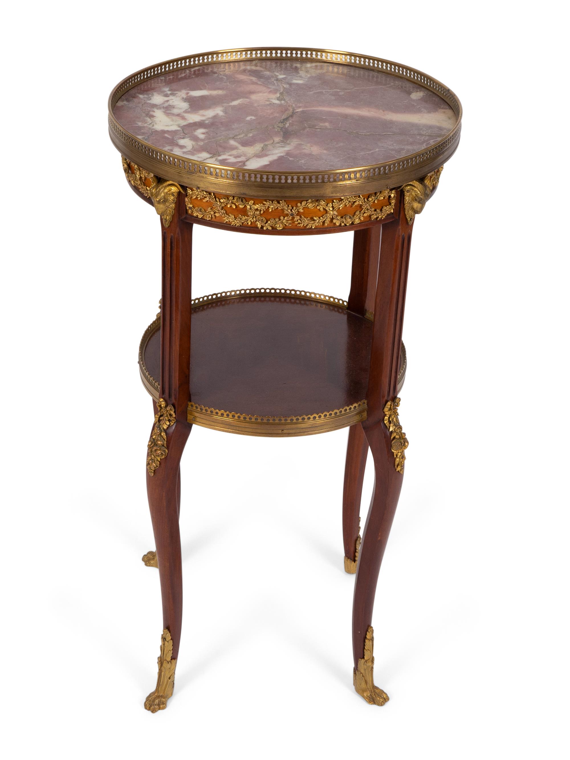 A Louis XV/XVI Transitional Gilt Metal Mounted Marble Top Two-Tier Gueridon — 19TH CENTURY