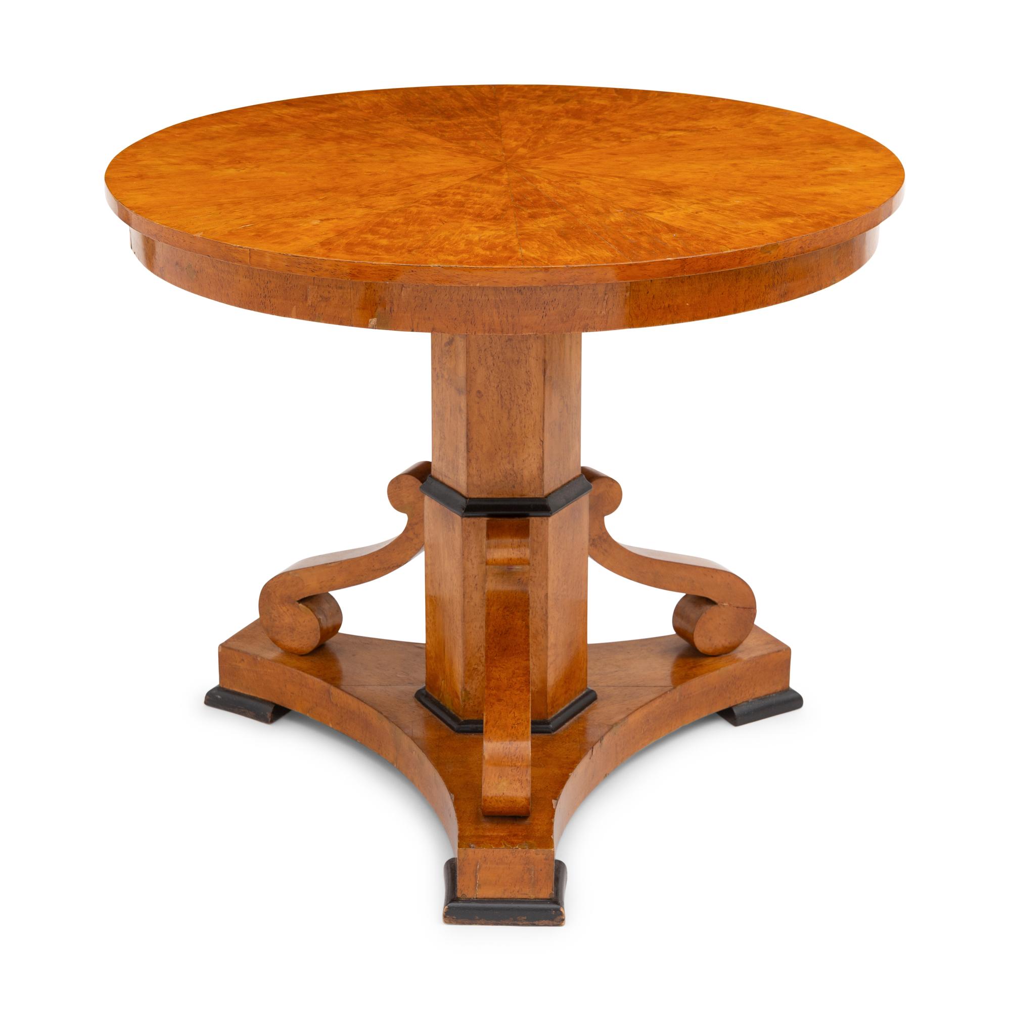 A Biedermeier Birch and Ebonized Center Table